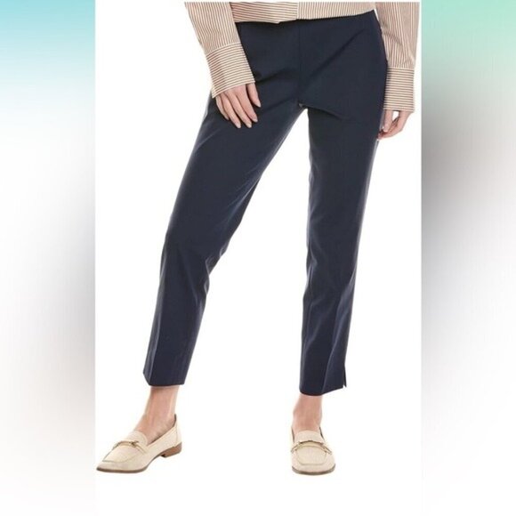Lafayette 148 New York Stanton Pant dark navy blue size 14 ankle stretch career - Picture 1 of 15